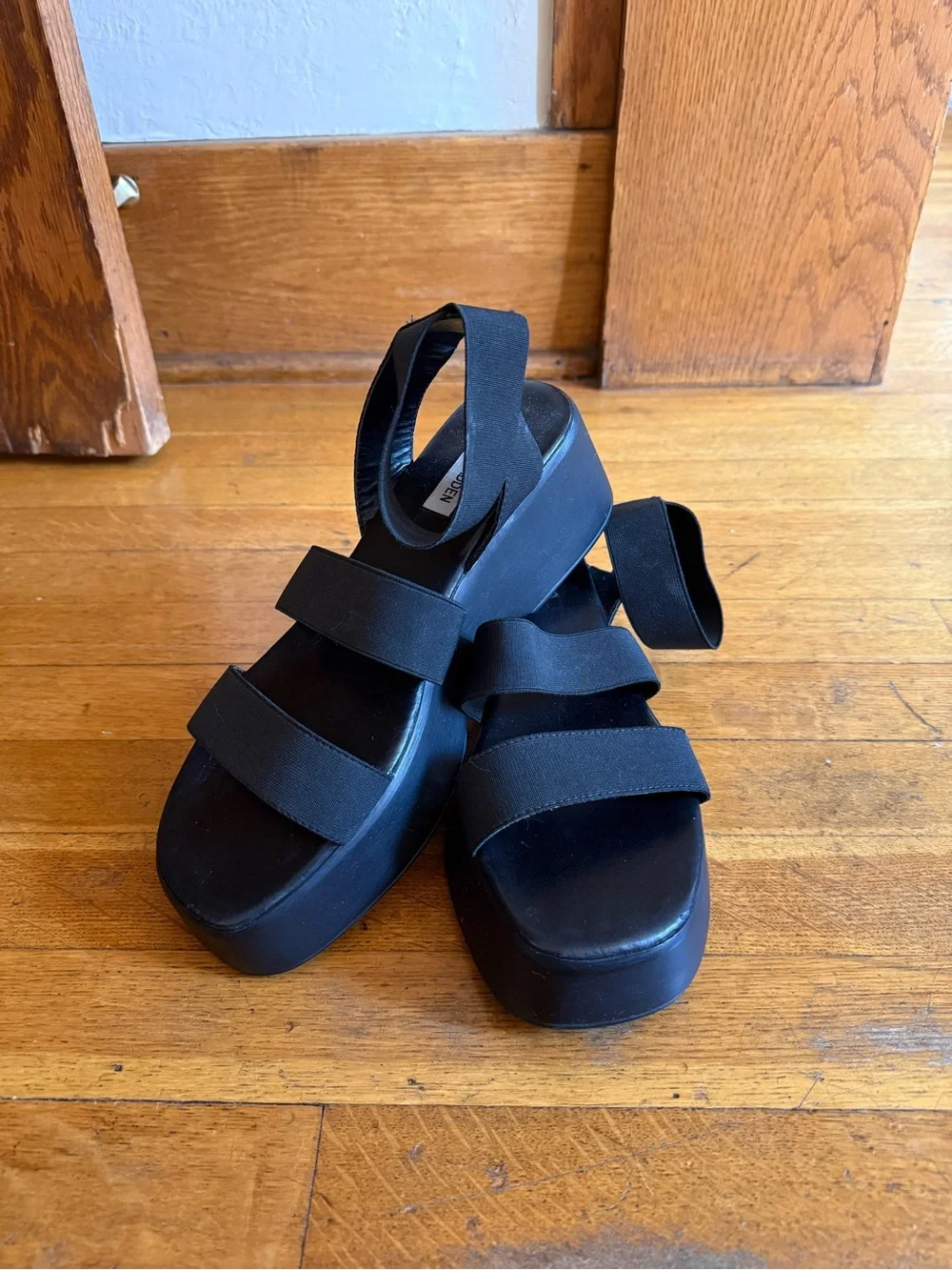 Steve Madden Black Platform Sandals with Elastic Straps